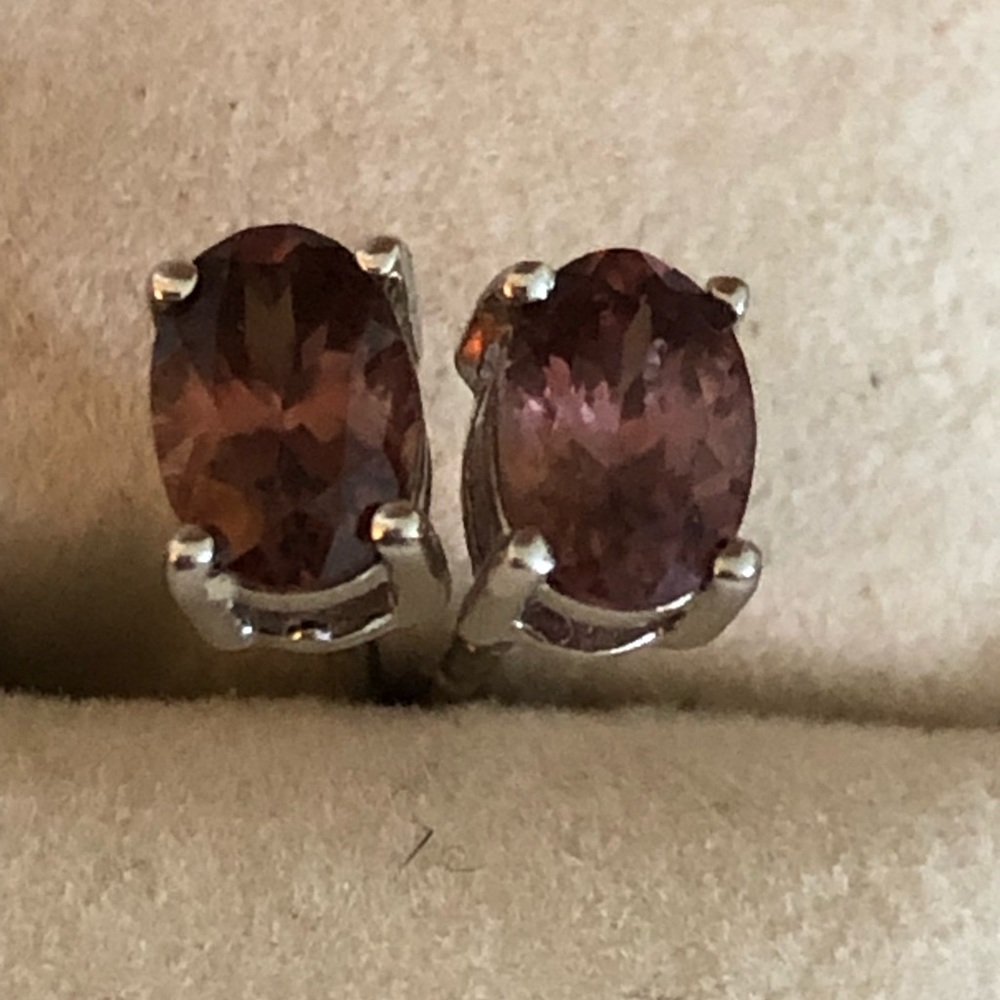 NWOT Sterling Silver Oval Mocha Zircon Earrings
